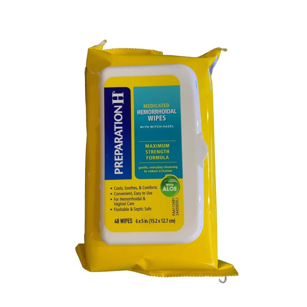 Preparation H Medicated Wipes Witch Hazel Aloe 48 Wipe Pack Exp‎ 4/24
